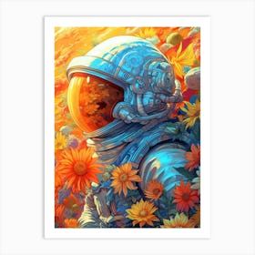 Astronaut In Flowers 1 Art Print