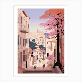 Pula Croatia 3 Vintage Pink Travel Illustration Art Print