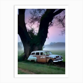 Old Car Under A Tree Art Print