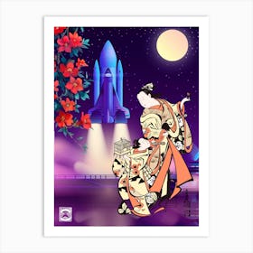 Geisha - Synthwave Space: ukiyo-e #3 Art Print