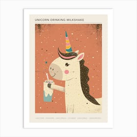 Unicorn Drinking A Rainbow Sprinkles Milkshake Uted Pastels 1 Poster Art Print