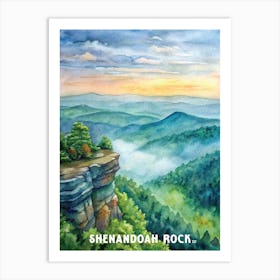 Shenandoah Rock National Park Watercolor Painting Art Print