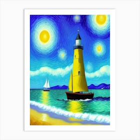 Starry Night Lighthouse Art Print