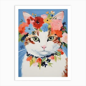 Turkish Angora Cat With A Flower Crown Painting Matisse Style 7 Art Print