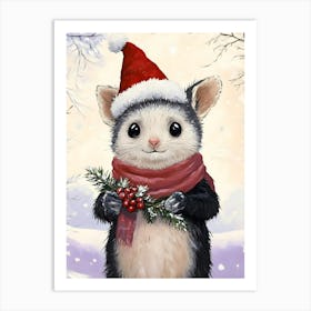 Santa Mouse Art Print