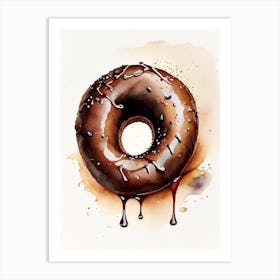 Chocolate Donut Cute Neon 1 Art Print