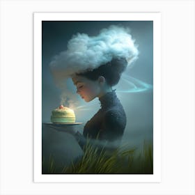 Girl With A Cake Art Print