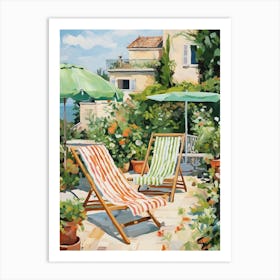 Sun Lounger By The Pool In Otranto Italy Art Print