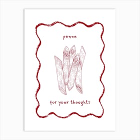 Red Penne For Your Thoughts Pasta Art Print