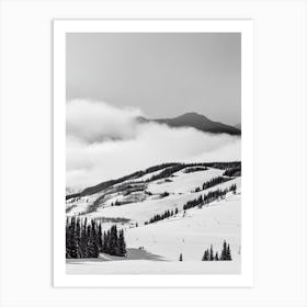 Snowmass, Usa Black And White Skiing Poster Art Print