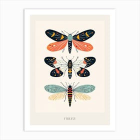 Colourful Insect Illustration Firefly 4 Poster Art Print