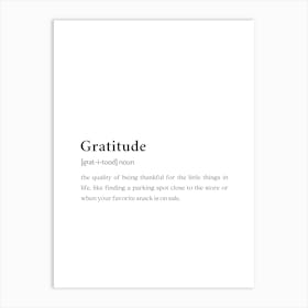 Gratitude Funny Definition Wall Art Print