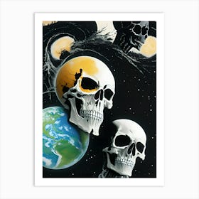 Skulls And Planets Art Print