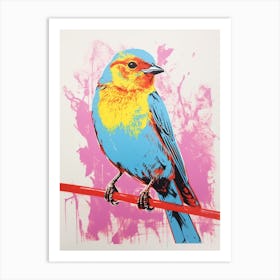 Andy Warhol Style Bird Bluebird 1 Art Print