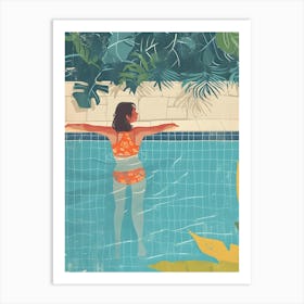 Woman Swimming In The Pool Art Print