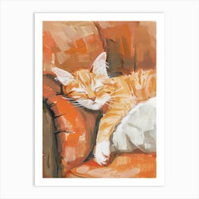 Cat Sleeping On The Couch 6 Art Print