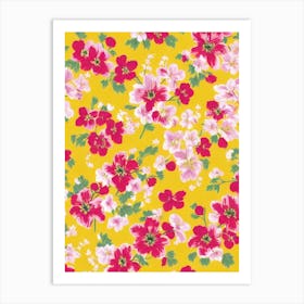 Delphinium Floral Print Retro Pattern 2 Flower Art Print