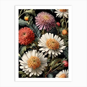 Asters Wildflower Art Print