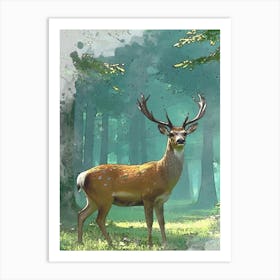 Deer Forest Art Print