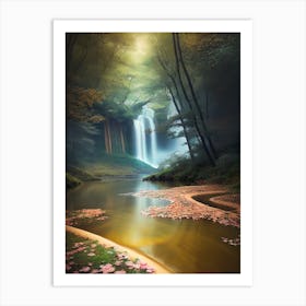 Waterfall In The Forest 11 Art Print