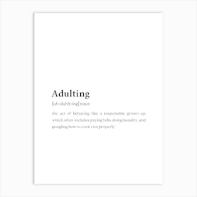 Adulting Funny Definition Wall Art Print