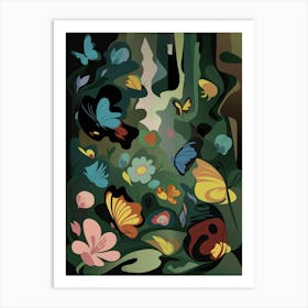 Butterflies in a Forest Montage I Art Print