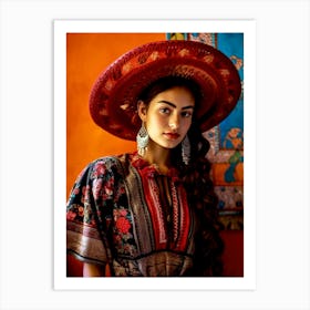 Mexican Woman In Traditional Dress Mexican life Art Print