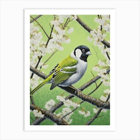 Ohara Koson Inspired Bird Painting House Sparrow 4 Art Print