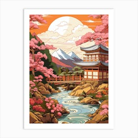 Kenrokuen Japan Gardens Illustration 1  Art Print