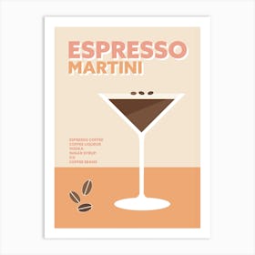 Espresso Martini Cocktail Yellow Colourful Coffee Wall Art Art Print