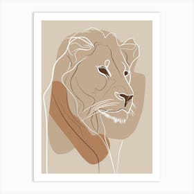 Lion - Boho, Line Art 4 Art Print