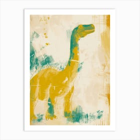 Mustard Paint Stroke Brontosaurus Art Print