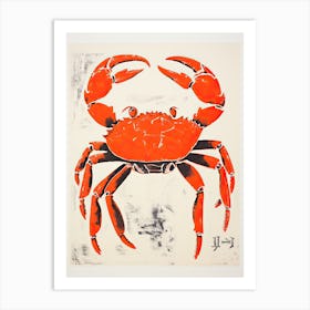 Crab, Woodblock Animal  Drawing 2 Art Print