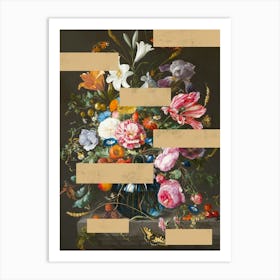 Vintage Collage of Flawers Art Print