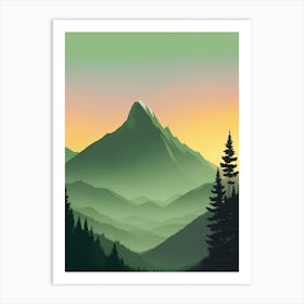 Misty Mountains Vertical Composition In Green Tone 21 Art Print