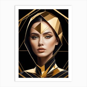 Geometric Woman Portrait Luxury Gold (8) Art Print