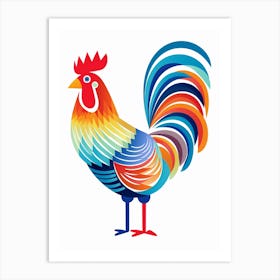 Colourful Geometric Bird Rooster 3 Art Print
