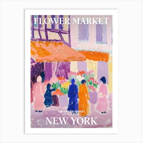 Vintage Flower Market Painting New York 2 Art Print