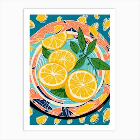 Mediterranean Lemons On A Plate 1 Art Print