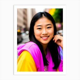 Asian Girl Smiling-Reimagined Art Print