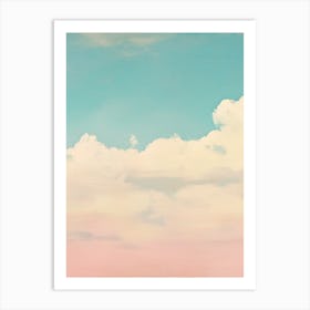 Cloud Wall Art Painting Pastel Pink Blue Sky Print Detail B Art Print