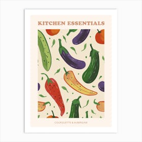 Courguette & Eggplant Pattern Poster Art Print