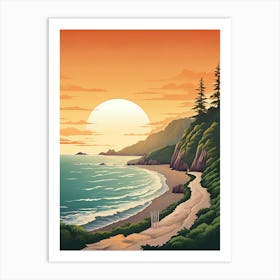 Juan De Fuca Marine Trail Canada 2 Vintage Travel Illustration Art Print