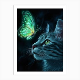 Butterfly Cat Art Print