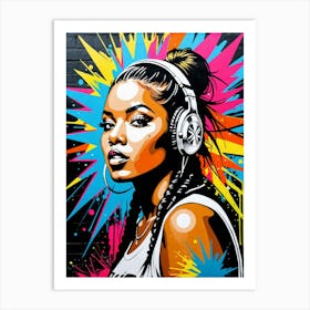 Graffiti Mural Of Beautiful Hip Hop Girl 11 Art Print