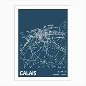 Calais Blueprint City Map 1 Art Print