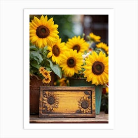 Sunflowers In Pots Art Print