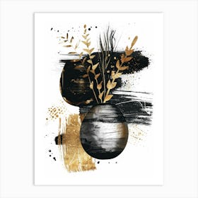 Gold And Black Abstract Painting 31 Art Print