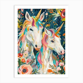 Floral Unicorn Friends Fauvism Inspired Art Print