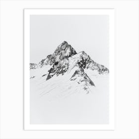 Mount Cook Usa Line Drawing 4 Art Print